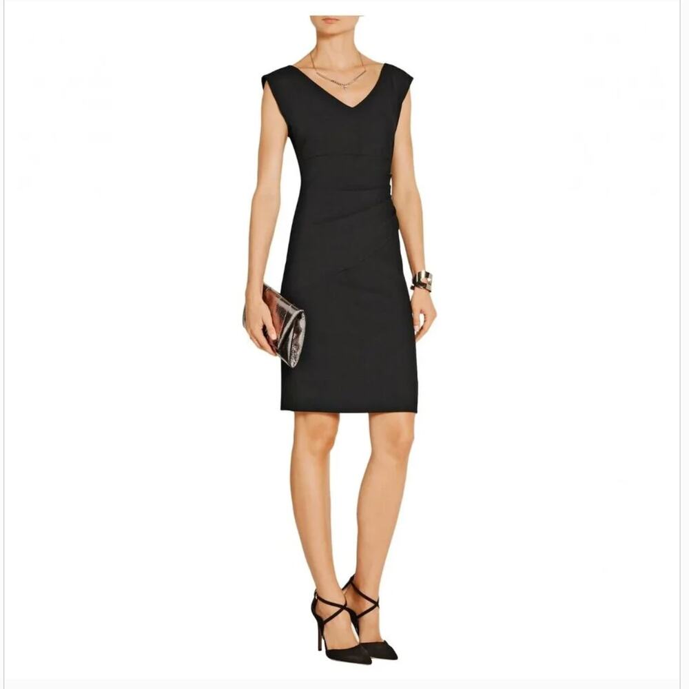 Diane Von Furstenberg Bevin Dress 10 Black Sheath DVF Glam Cocktail V Neck
